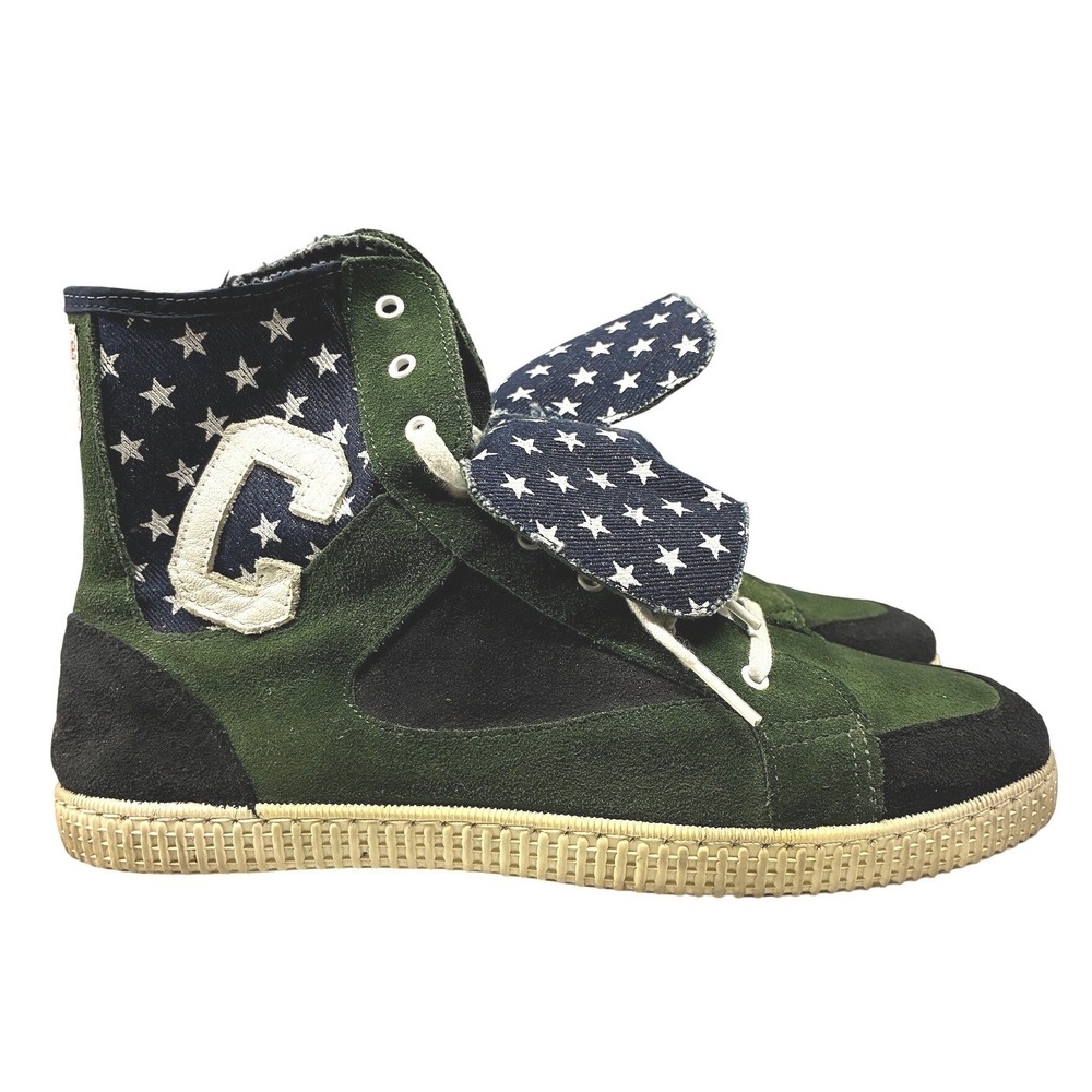 Chipie High Top Sneakers Women's 39 US 8.5 Green Stars Suede Vintage Rare Spain